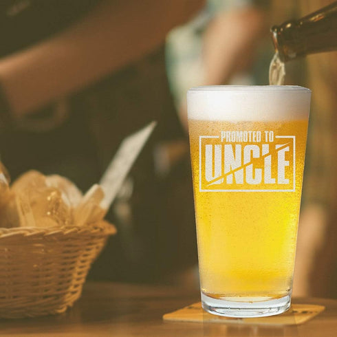 Veracco Promoted To Uncle Surprise Pregnancy Announcement Birthday Gifts Fathers Day Beer Pint (Clear, Glass)...