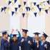 30Ft Navy Blue Gold and Beige Party Decorations Royal Blue Gold Triangle Flag Pennant Banner Bunting for Graduation Birthday Wedding Bridal Shower...