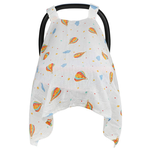 Breathable Cotton Muslin Canopy Car Seat Cover for Girls and Boys,Hot air Balloon(Cotton)...