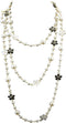 Womens Chic Statement Multilayer Imitation Pearl Long Necklace...