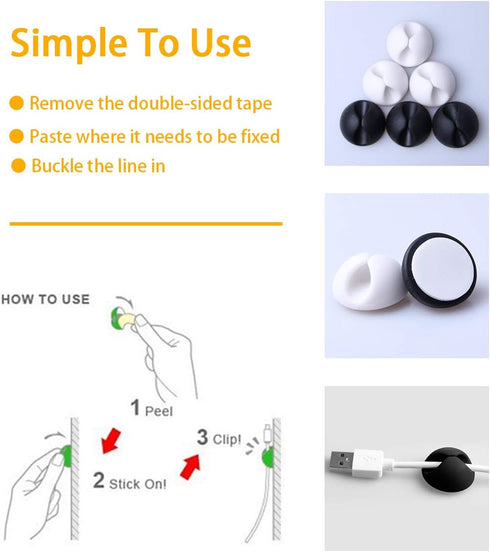Cable Clips Organizer for Phone Charging Cable, Cable Holder Desktop,Cord Clips for Computer,Charging Cable,USB Cable,Mouse,Headphone Cable,Office...