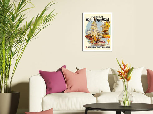 Florida’s Walt Disney World - First Year of Operation - Delta Air Lines - Vintage Airline Travel Poster by Daniel C. Sweeney c.1971 - Fine Art Mat...