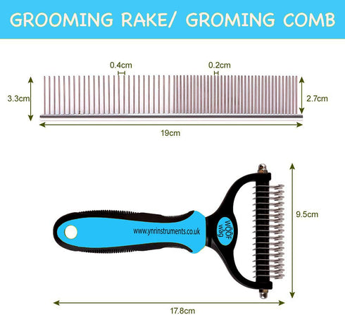 YNR Pet Cat Dog Horses Hair Fur Shedding Trimmer Grooming Dematting Rake Deshedding Comb Brush Tool Kit...