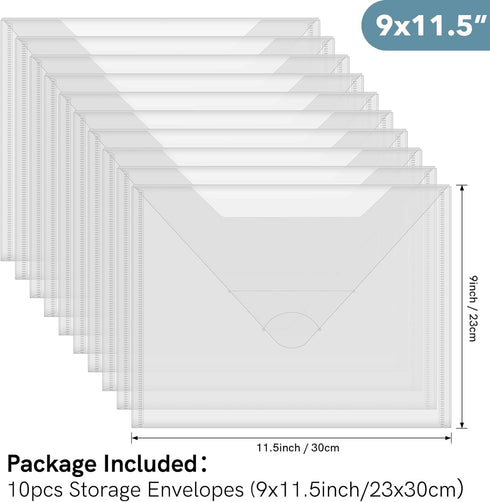 Briartw 10 Pack Large Storage Bag,11.5"x9"Resealable Plastic Envelopes Pockets for Cutting Dies Stencil Crafts Organizer Holder,Clear Storage Enve...