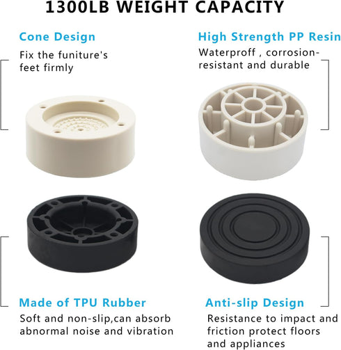 4 Sets Furniture Risers Bed Risers (Beige), 1.3 inch Heavy Duty Bed Lifts Risers for Table, Sofa, Couch, Desk, Chair Risers Supports Up to 1,300 l...