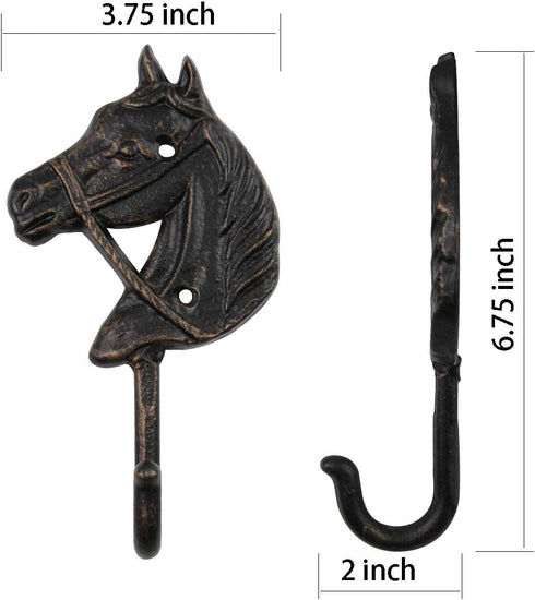 Coat Hook Hat Hook Vintage Wrought Iron Wall Mounted Screws Included Wall Hook (Horse)...