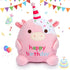 Happy Birthday Plush Toy, 8Inch Cute Cow Plush, Cow Stuffed Animals Soft Birthday Plush, Kawaii Cow Plushie Doll Home Party Decoration Birthday Gi...