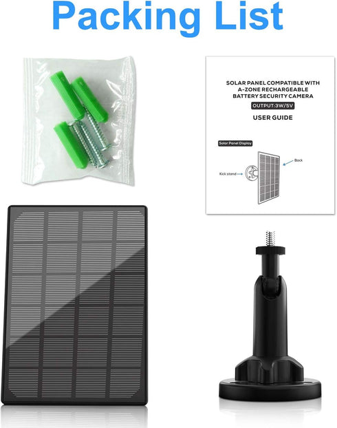 yoyomax 3W Solar Panel for Wireless Outdoor Security Camera, Compatible with DC 5V Micro USB Rechargeable Battery Powered Surveillance Cam, IP65 W...