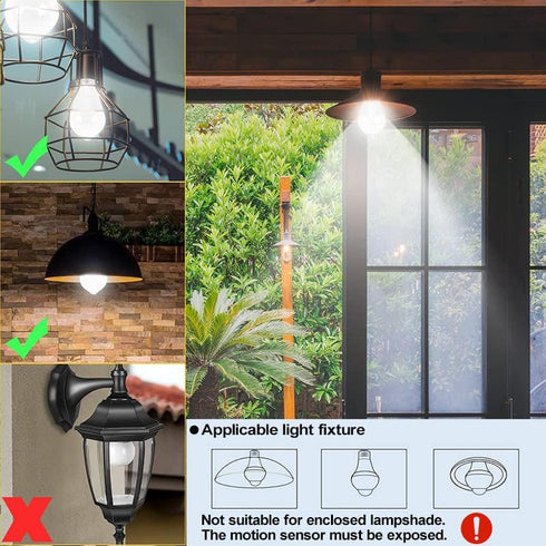 CICINY Motion Sensor Light Bulbs- 9W(60-Watt Equivalent), E26 5000K Daylight A19 800LM Outdoor/Indoor, Dusk to Dawn Security Light Bulbs for Entra...
