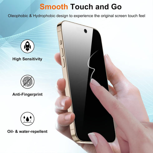 Privacy Full Coverage Screen Protector for iPhone 15 Pro 6.1-Inch, Anti-Spy Tempered Glass Film, Edge to Edge Protection Case-Friendly, 2-Pack...
