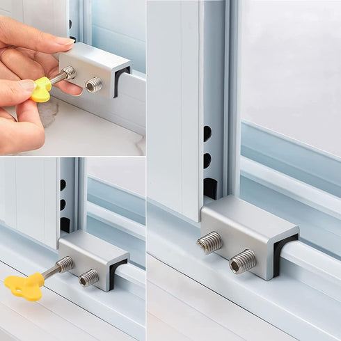 Window Locks, 4 Sets Premium Sliding Window Locks Security Up and Down Window, Vinyl Double window locks for Childproof Home Safety, Adjustable Ve...