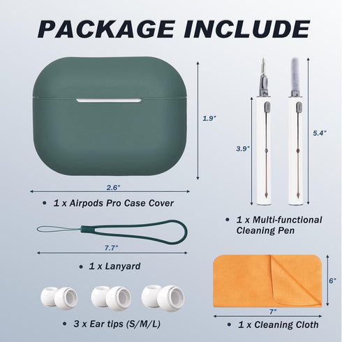Airpods Pro 2nd Generation Case Cover, Full Protective Soft Silicone, with Cleaner kit and 3 Pairs Replacement Ear Tips, Front LED Visible...