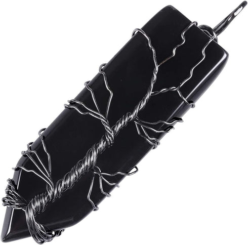 Nupuyai Crystal Point Pendant Necklace for Women Men, Wire Wrapped Crystal Point Amulet Stone Jewelry for Healing...