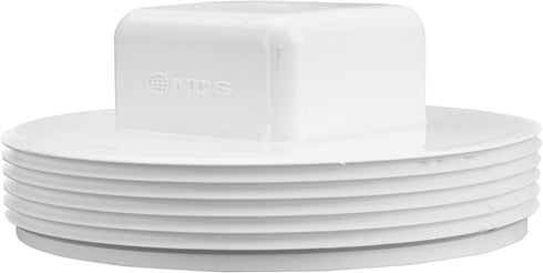 NDS 41P8 PVC S&D Cleanout Plug, with 4-Inch MPT Connection, Works with 4-Inch FPT drain fittings attached to Sewer and Drain Pipe, White...