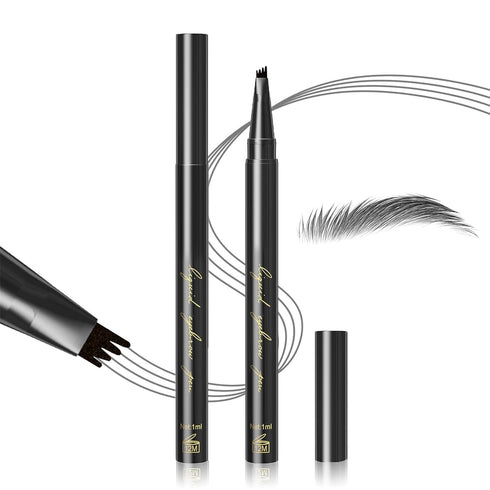 Eyebrow Pencil Microblading Pen, Liquid Brow Pencil With 4 Micro-Fork Tip, Waterproof Eyebrow Long-Lasting, Smudge-Proof Eyebrow Makeup, Natural E...