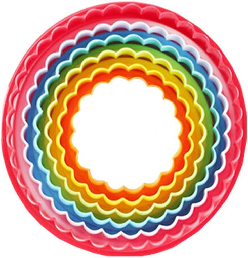 Mydio Set of 6 Multi-size Round Cookie Cutter,Two-sided Biscuit Fruit Cutter(Biscuit Cutters and Fondant cake Cutters),Random color (round)...