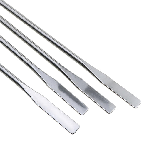 4PCS 150mm/5.9inch Laboratory Miniature Dual Head Spatula Semi Miniature Spatula Tapered Arrow Flat Head Silver Stainless Steel Miniature Dual Hea...