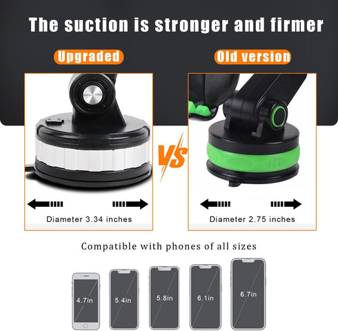 Pincuttee Sucker Car Phone Holder 2023 New Upgraded Sucker Car Phone Holder Mount Stand Universal Dashboard/Windshield/Window Phone Holder(Black,1...