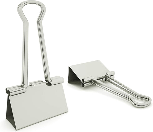 Efficient Office Organization with 12-Piece Silver Tone Binder Clips Set: 1-Inch Metal Clips in a Stylish Magnetic Round Tin Box with See-Thru Cov...
