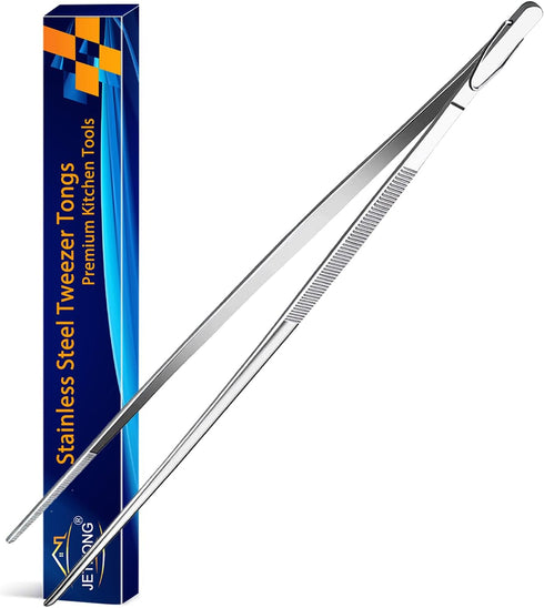 JETKONG 12-Inch Kitchen Tweezers Fine Tweezer Tongs Extra-Long Stainless Steel Cooking Tweezers...