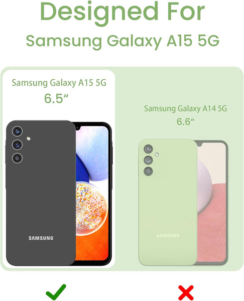 for Samsung Galaxy A15 5G Case, Girls Women Florals Liquid Silicone Phone Case, Shockproof Anti-Scratch Soft Protection Case with 2X Screen Protec...
