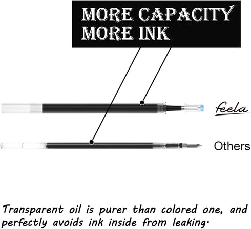 feela 52 Pack Retractable Black Ink Gel Pens, Premium Medium Point Rollerball Pens for School Smooth Writing with Comfort Grip(19 Black with 27 Re...