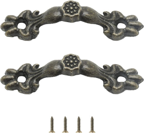 24 Pcs 1.68 inch Drawer Pulls, Antique Cabinet Handles, Decorative Handles for Dresser Drawer Jewelry Box, Bronze...