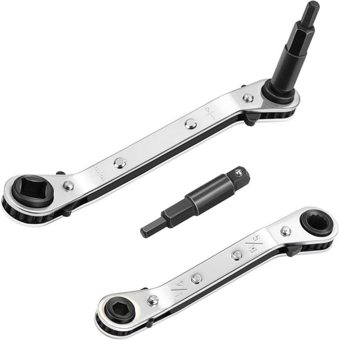 WADEO HVAC Service Wrench Set, 4 Sizes, Hex Bit Adapter, Compact Design, Suitable for Air Conditioning and Refrigeration Equipment Repair...