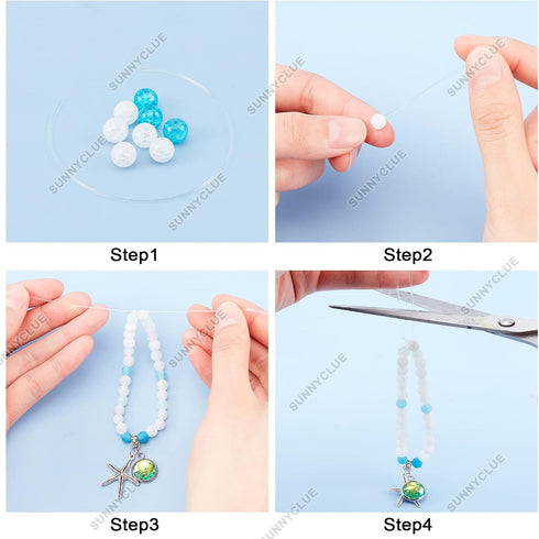 SUNNYCLUE 1 Box 270Pcs Bracelet Making Kit Ocean Theme Bracelet Set Colorful 6mm Glass Beads Turtles Mermaids Starfish Charms for Jewelry Marking ...