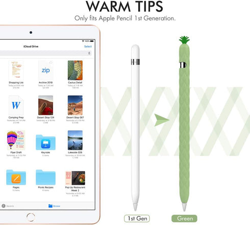 AhaStyle iPencil Case Sleeve Cute Fruit Design Silicone Soft Protective Cover Accessories Compatible with Apple Pencil 1st Generation(Avocado Gree...