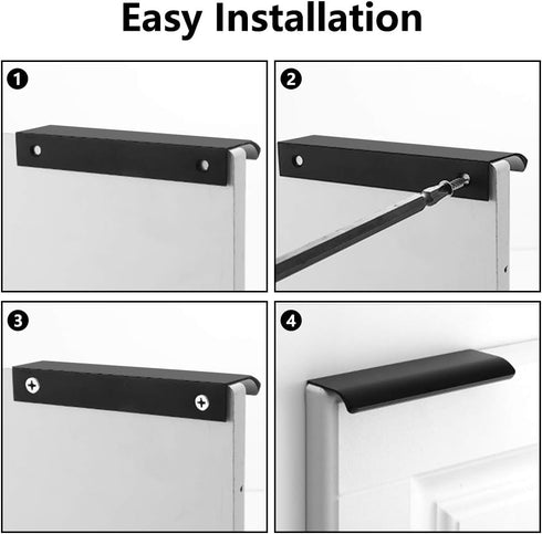 12Pcs 80mm/3.15" Mount Finger Edge Pull, Furniture Drawer Handles, Aluminum Concealed Handle for Home Kitchen Door Drawer Cabinet with Screws (Bla...