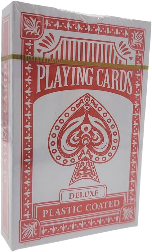 Economy Playing Cards - 2 Decks (Red and Blue Decks) 2.3/8 inches by 3.3/8 inches (55mm X 86mm) Plastic Coated. Great for Poker, Blackjack, Bridge...