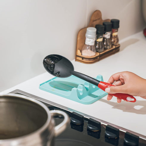 Silicone Spoon Rest for Multiple Utensils, Heat Resistant Utensil Rest with Drip Pad, BPA-free Spoon Rest for Kitchen Counter(Turquoise)...