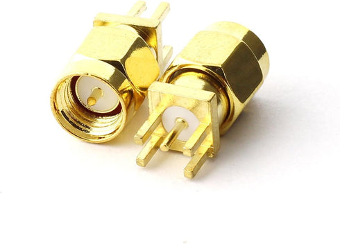 Maxmoral 5PCS SMA Male PCB Panel Edge Mount Plug with 4 Pins Stand Straight Connector RF Coax Coaxial Adapter...