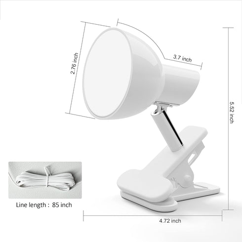 LED Clip on Light Book Reading 5W Super Bright 330° Rotation Clip on Lamp for Bed/Desk Lamp with Clamp White...