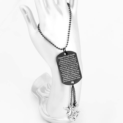 AKTAP Guardian Angel Car Pendant Prayer for Safe Travels Car Interior Car Rear View Mirror Hanging Vehicle Interior Gift for Divers (Safe Travels ...