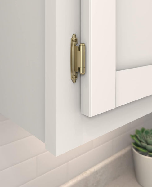 Amerock BPR3429BBZ | Cabinet Hinge | Variable Overlay Self Closing Face Mount | Golden Champagne | Kitchen Cabinet Door Hinge | 1 Pair/2 Pack | Fu...