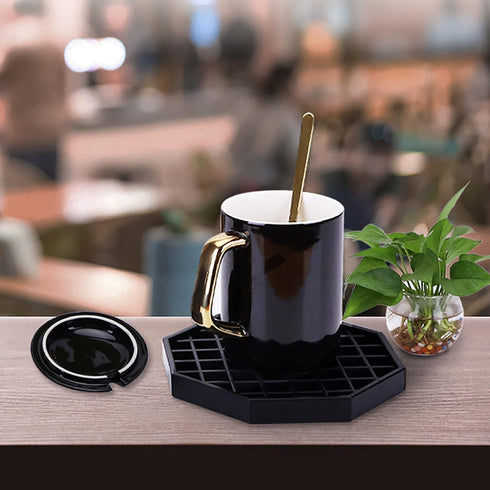 Drip Trays 4" Coffee Countertop Octagon Drip Tray Black Plastic Coffee Drip Tray with Honeycomb Grid, Pack of 2 (2 Pcs 4")...