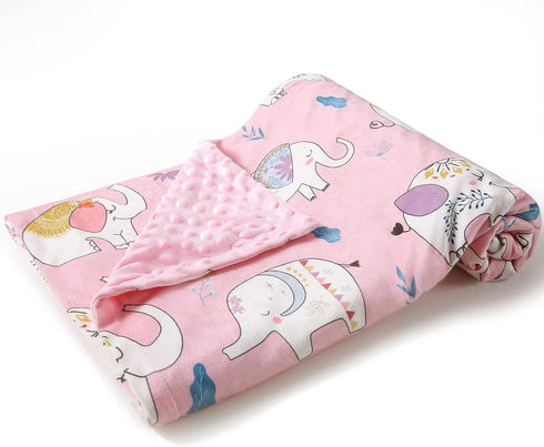 AMROSE Ultra Soft Baby Minky Blanket, Lightweight Skin-Friendly Micro Fleece Baby Blanket with Dotted Backing for Girls, Printed Nursery Crib Bed ...