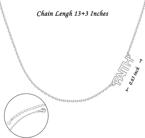 925 Sterling Silver Inspirational Infinity Love of God Faith Hope Love Jewelry Unique Faith Over Fear Cross Heart Charm Choker Necklace Religious ...