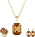 HSQYJ Fashion Color Crystal Jewelry Set Geometry Rectangle Pendant Rhinestone Necklace Rings and Drop Earrings for Women Ladies Gifts Gold Plated...