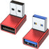 AreMe 90 Degree USB 3.0 Adapter 2 Pack, Up and Down Angle USB A Male to Female Converter Extender for PC, Laptop, USB A Charger, Power Bank and Mo...