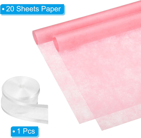PATIKIL 22.8"x22.8" Flower Wrapping Paper, 20 Sheets Non-Woven Waterproof Florist Floral Bouquet Wrap Paper Korean Style with 1 Roll Ribbon for DI...