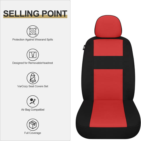 VarCozy Seat Covers for Car Front Pair, Breathable Cloth Front Car Seat Covers, Universal Cloth Seat Covers for SUV Sedan Van, Automotive Interior...