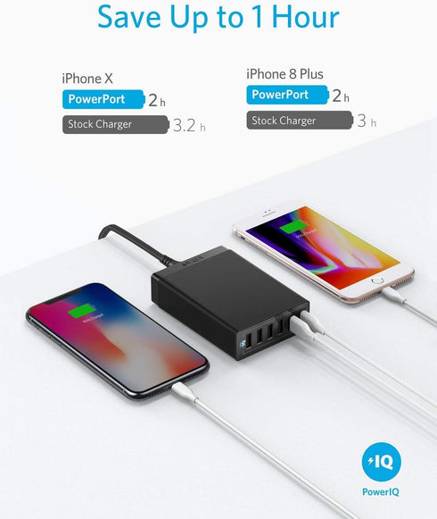 Anker Charger, 60W 6 Port Charging Station, PowerPort 6 Multi USB Charger for iPhone 15/Pro/Pro Max/14/13, iPad Pro/Air/Mini, Galaxy S23/S22/S21, ...