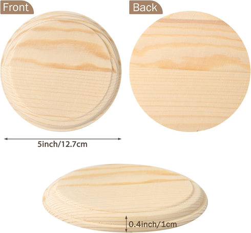 Pllieay 2Pcs 5 Inch Round Wooden Plaque Natural Pine Wood Base Unfinished Circle Plaque for Craft Projects and DIY Home Decoration...