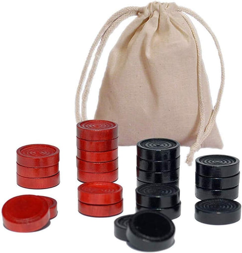 WE Games Checkers Pieces Only, Wooden Checker Board Game Pieces, 24 Red and Black Stackable Player Pieces with a Drawstring Storage Bag, 1.5 Inch ...