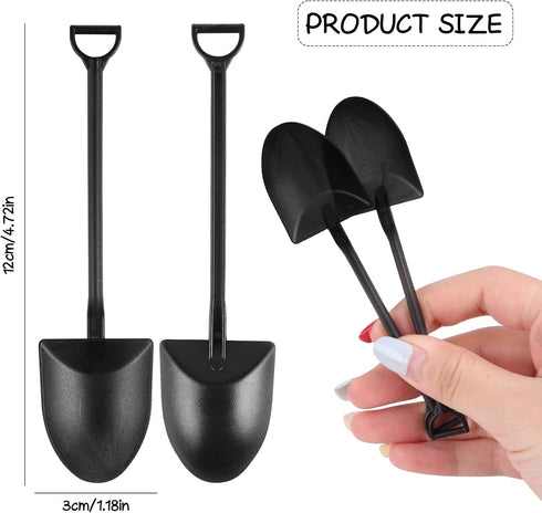 DIYASY 100 Pcs Mini Shovel Spoons, Plastic Shovel Spoon for Desserts Halloween Disposable Tiny Shovel Birthday Party Favors Construction Baking Su...