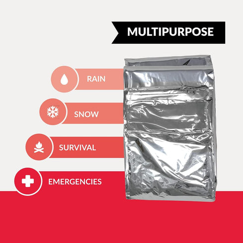 Ever Ready First Aid Mylar Rescue Blanket, Large Silver Thermal Sheet for Emergency and Survival, 54” x 84” – 5 Count...