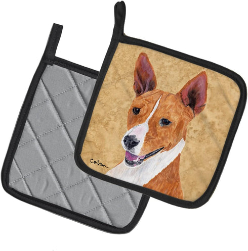 Caroline's Treasures SC9124PTHD Basenji Wipe Your Paws Pair of Pot Holders Kitchen Heat Resistant Pot Holders Sets Oven Hot Pads for Cooking Bakin...